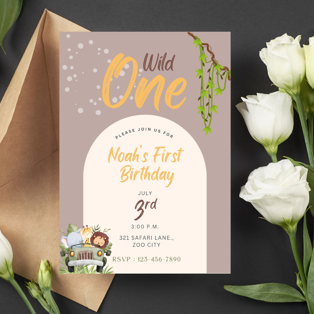 Wild One Safari Invitation